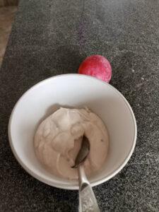 Yogurt and a plum