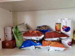 Shelf with biscuits and snacks