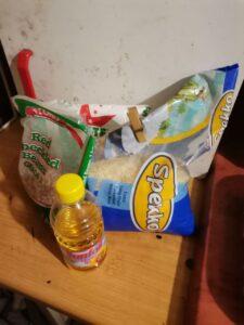 Rice, beans and vegetable oil