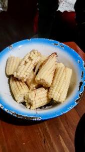 Plate with cooked maize