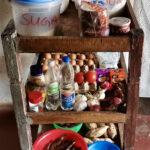 Trolley with fresh and dried foods