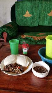 Lunch with water to drink and wash hands