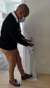 Hand sanitiser at entrance to health facility