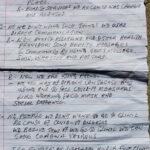 Handwritten answers to questions about clinic communication changes