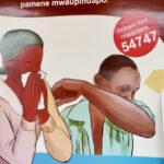 Poster demonstrating how to cough to prevent infection