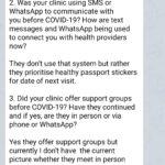 Screenshot of text message about clinic communication