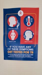 TB symptoms poster promoting testing