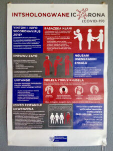 isiXhosa COVID-19 information poster at clinic
