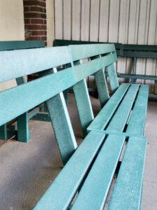 Empty benches in the waiting area